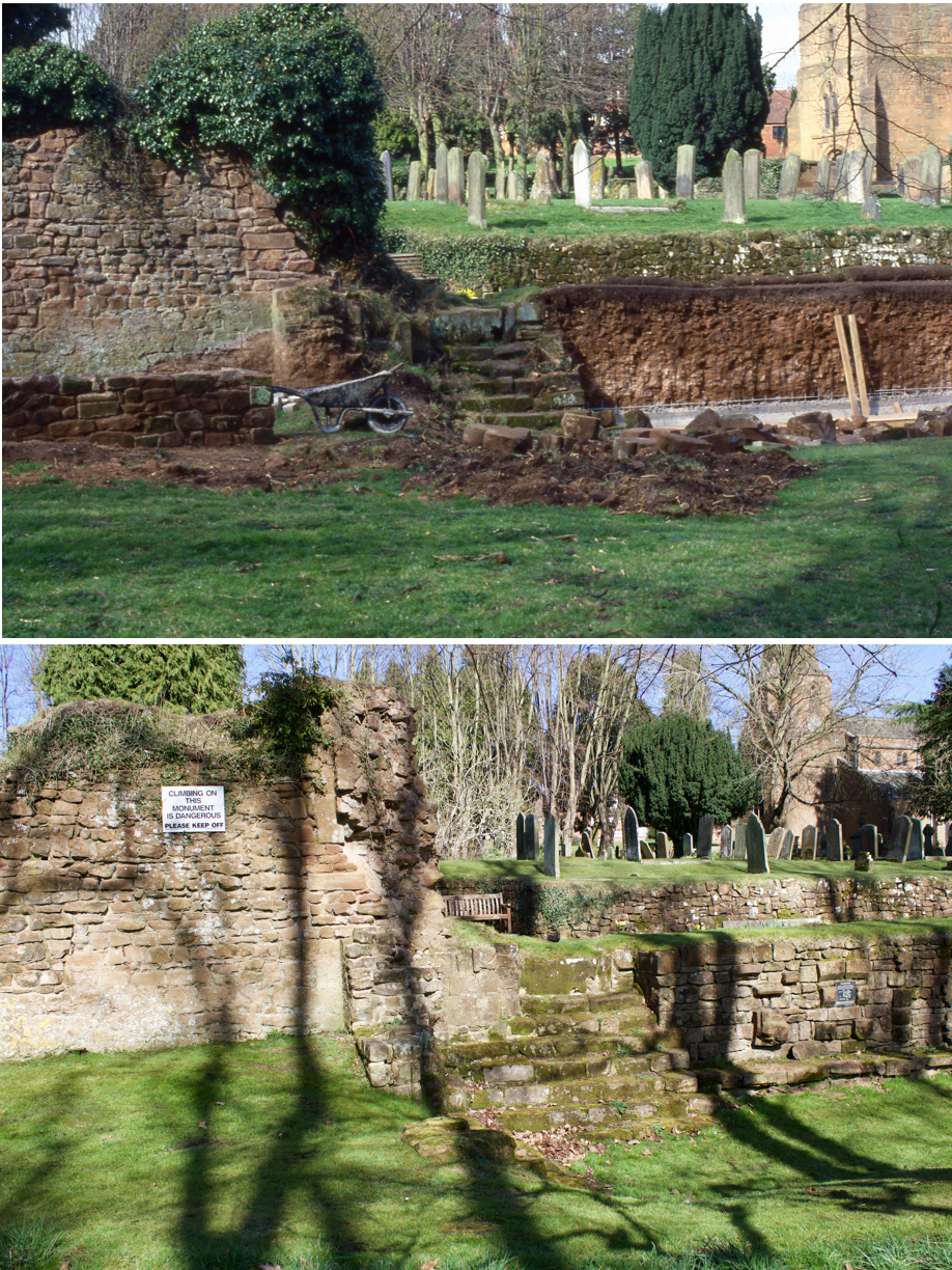 Garden of Rest walls being built from the Abbey Stonework - part 2