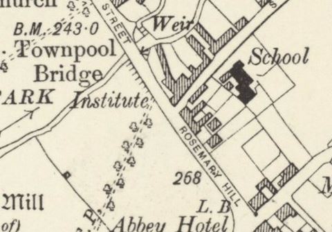 Map of School Lane and Rosemary Hill, 1906