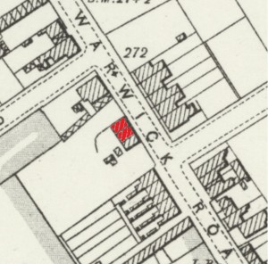 86 Warwick Road, OS 25 inch map of 1892 - 1905