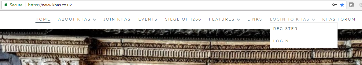 Registration link in the menu