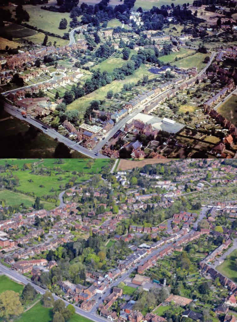 School Lane Aerial photo then & now Kenilworth History and